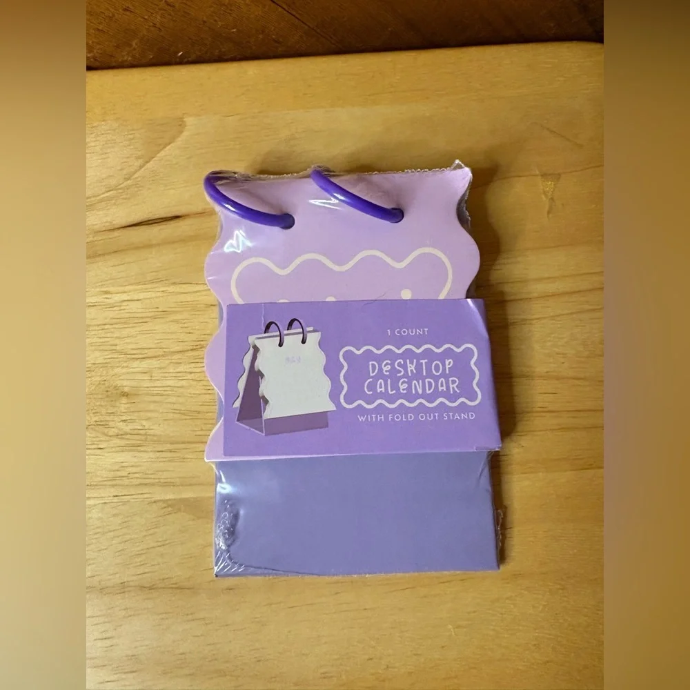 Purple Desktop Flip Calendar with Fold Out Stand | New